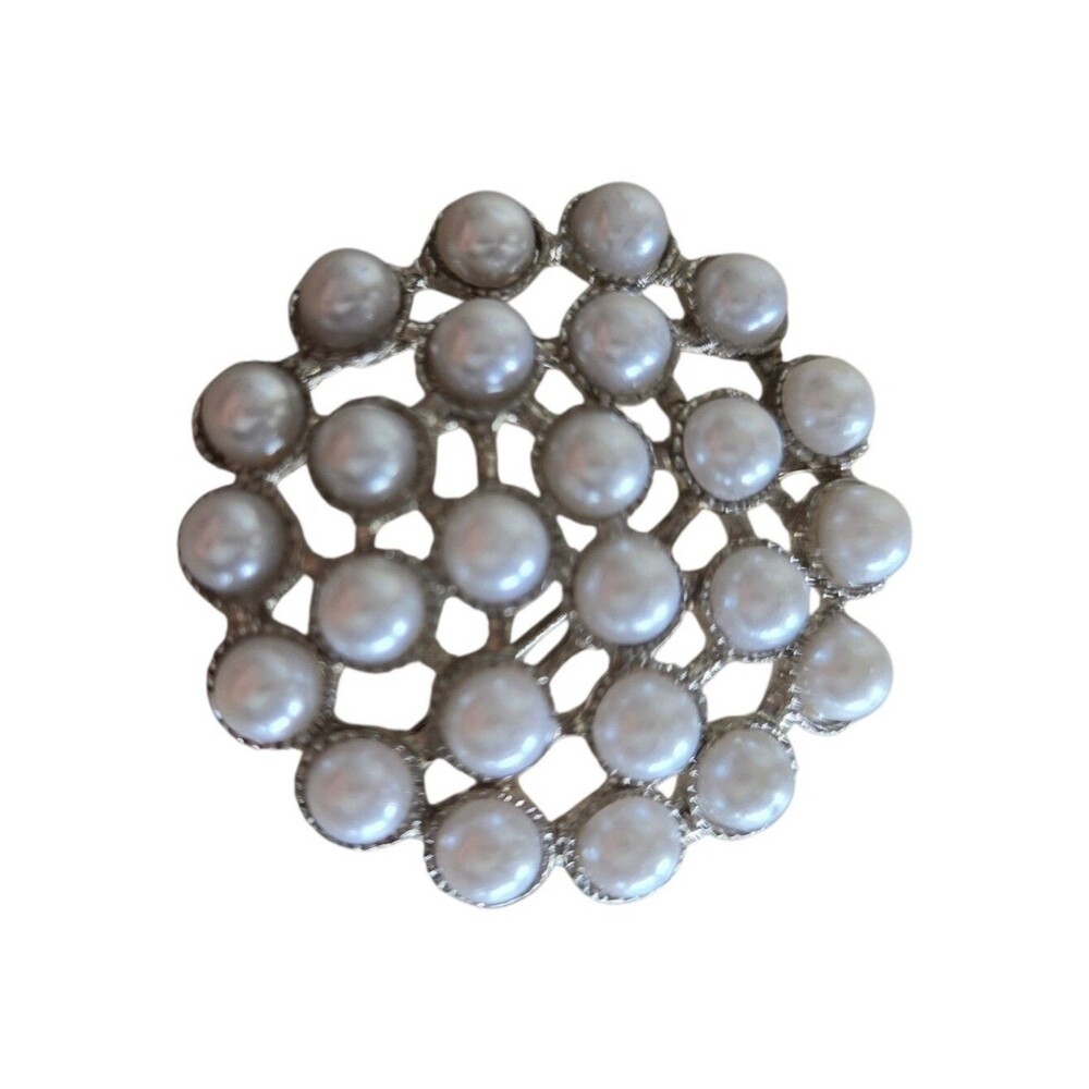 vintage mid-century faux pearl domed cluster brooch